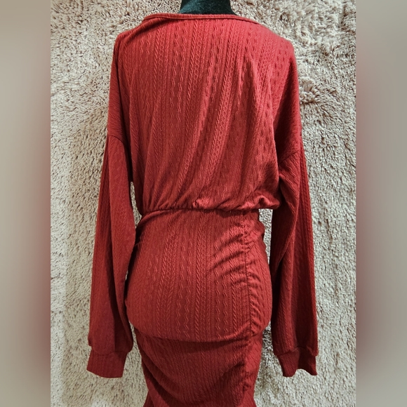 CUPSHE Women's Knit Red Wine Dress - Picture 10 of 16